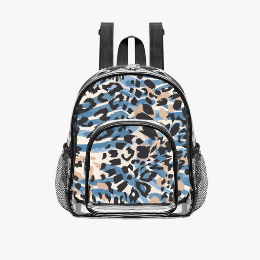 Blue Leopard Print Clear Backpack