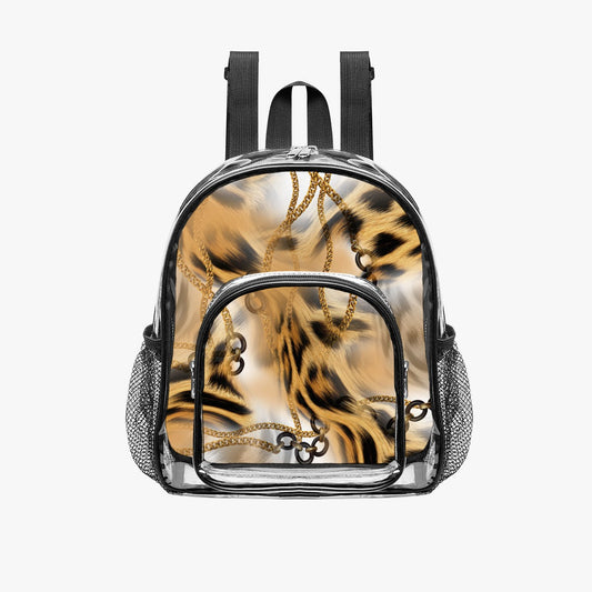 Leopard & Gold Chain Clear Backpack