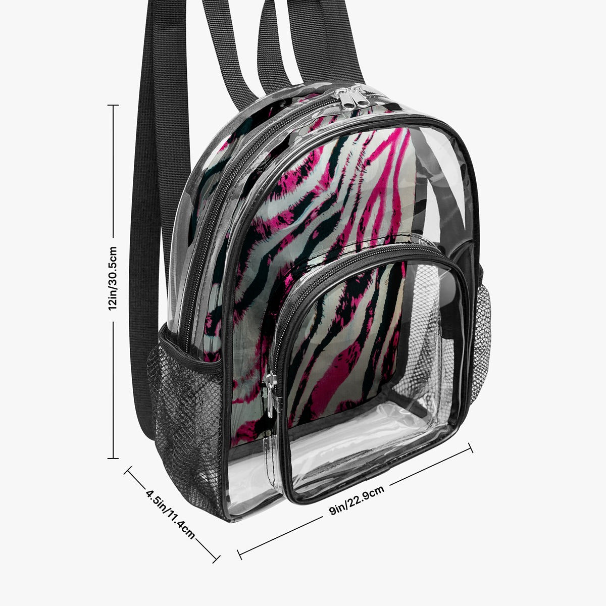 Wild Pink Zebra Clear Backpack