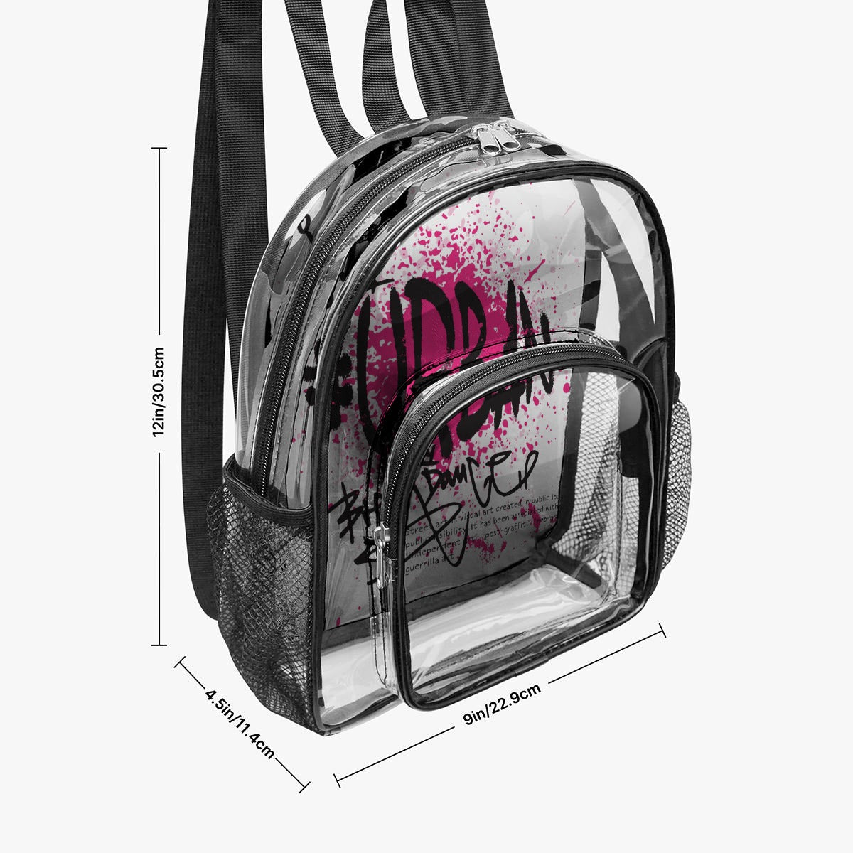 Urban Graffiti Clear Backpack – Pink & Black