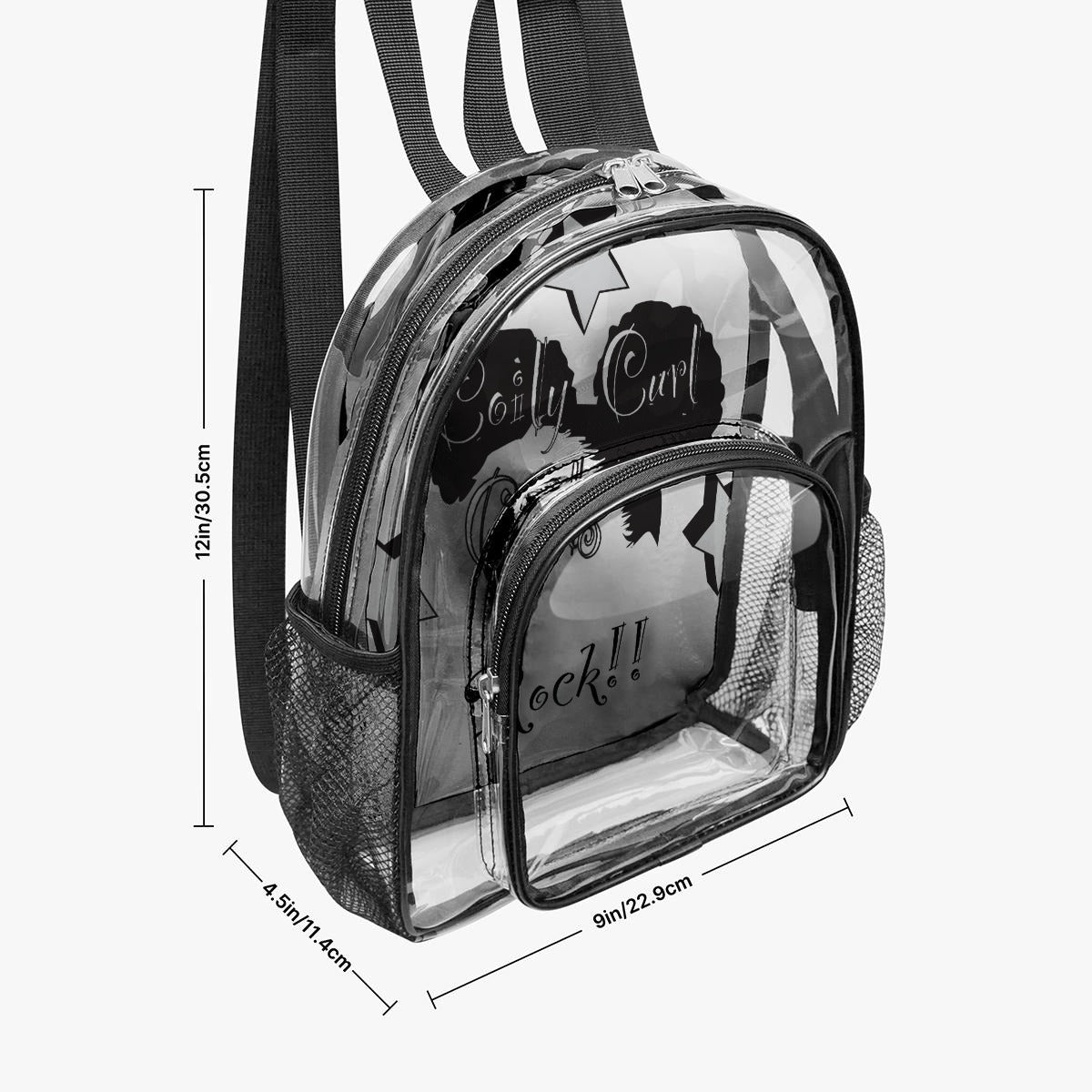 Girls Rock Clear Backpack – Black Silhouette & Star Design