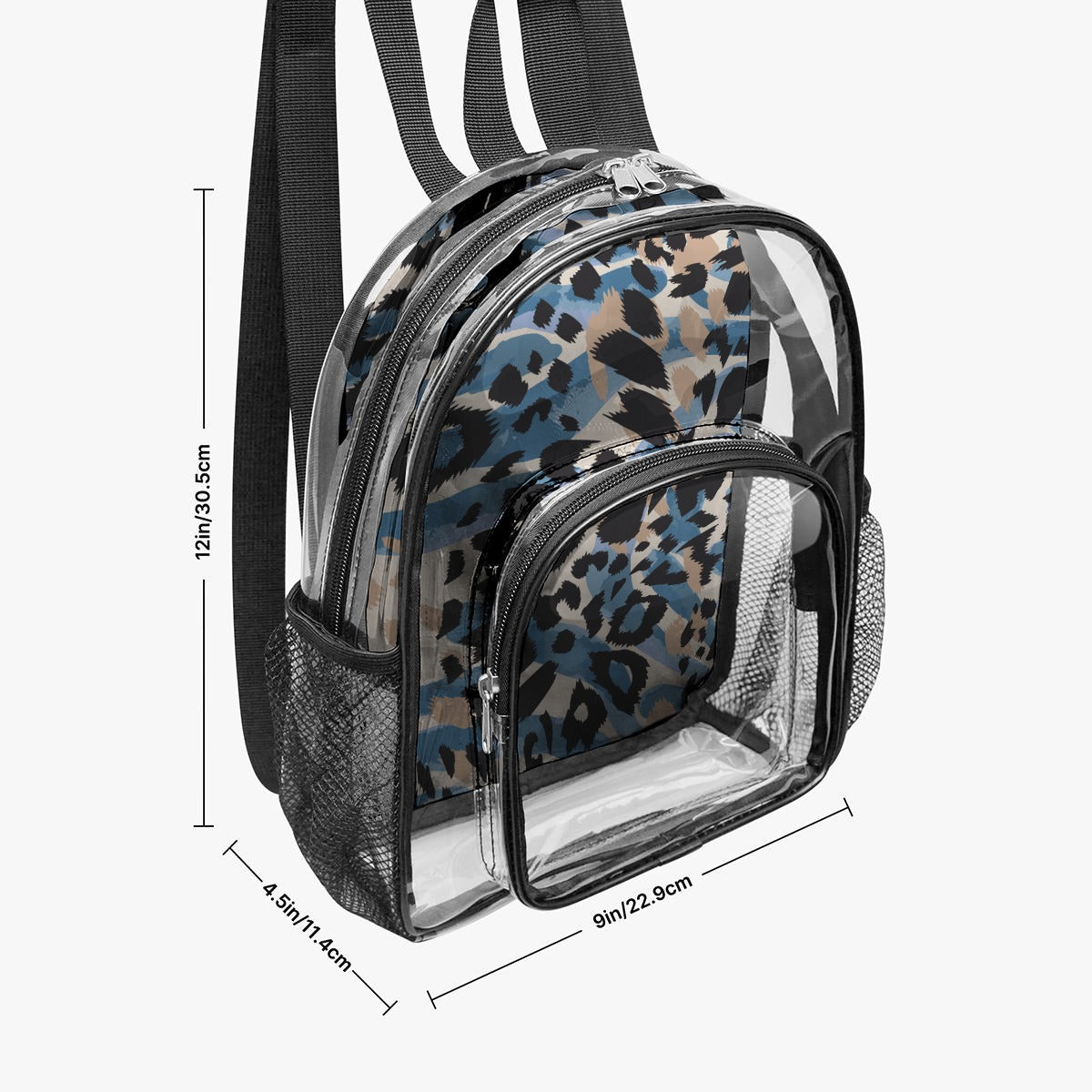 Blue Leopard Print Clear Backpack