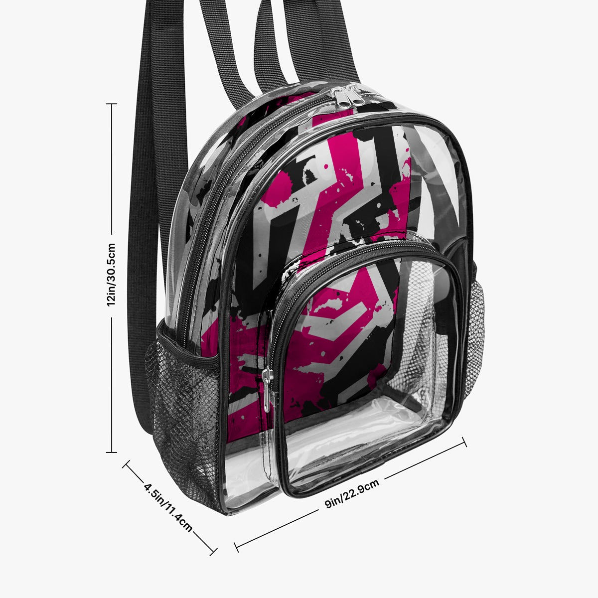 Pink Graffiti Clear Backpack – Black & White