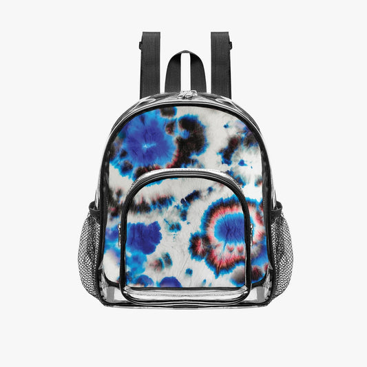 Blue Tie-Dye Clear Backpack with Black Trim
