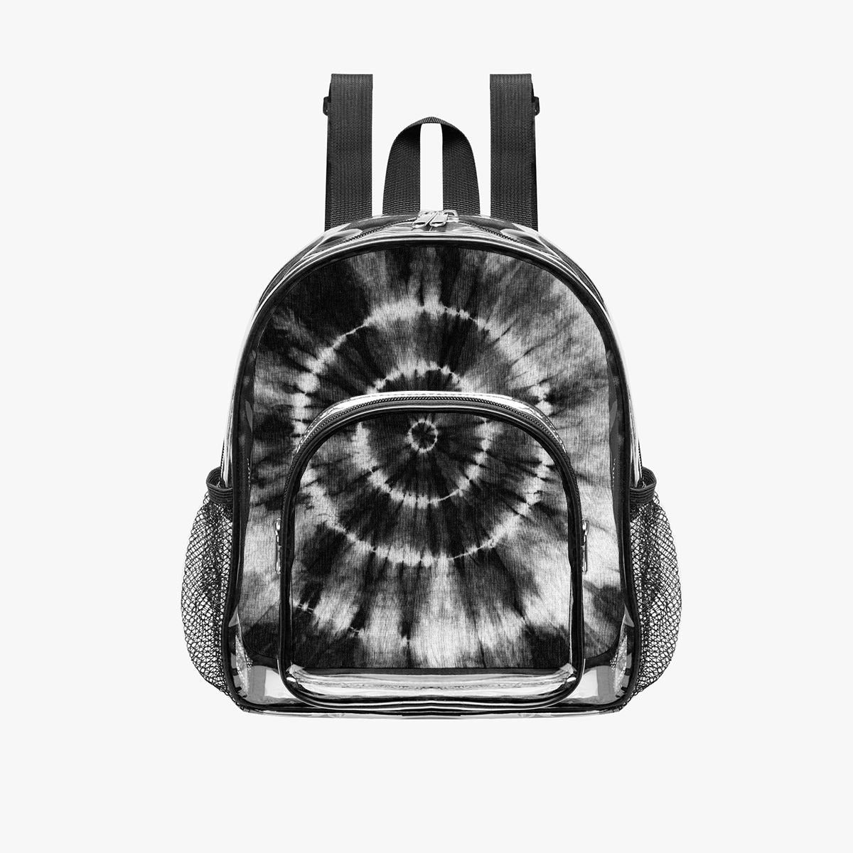 Black Spiral Tie-Dye Clear Backpack