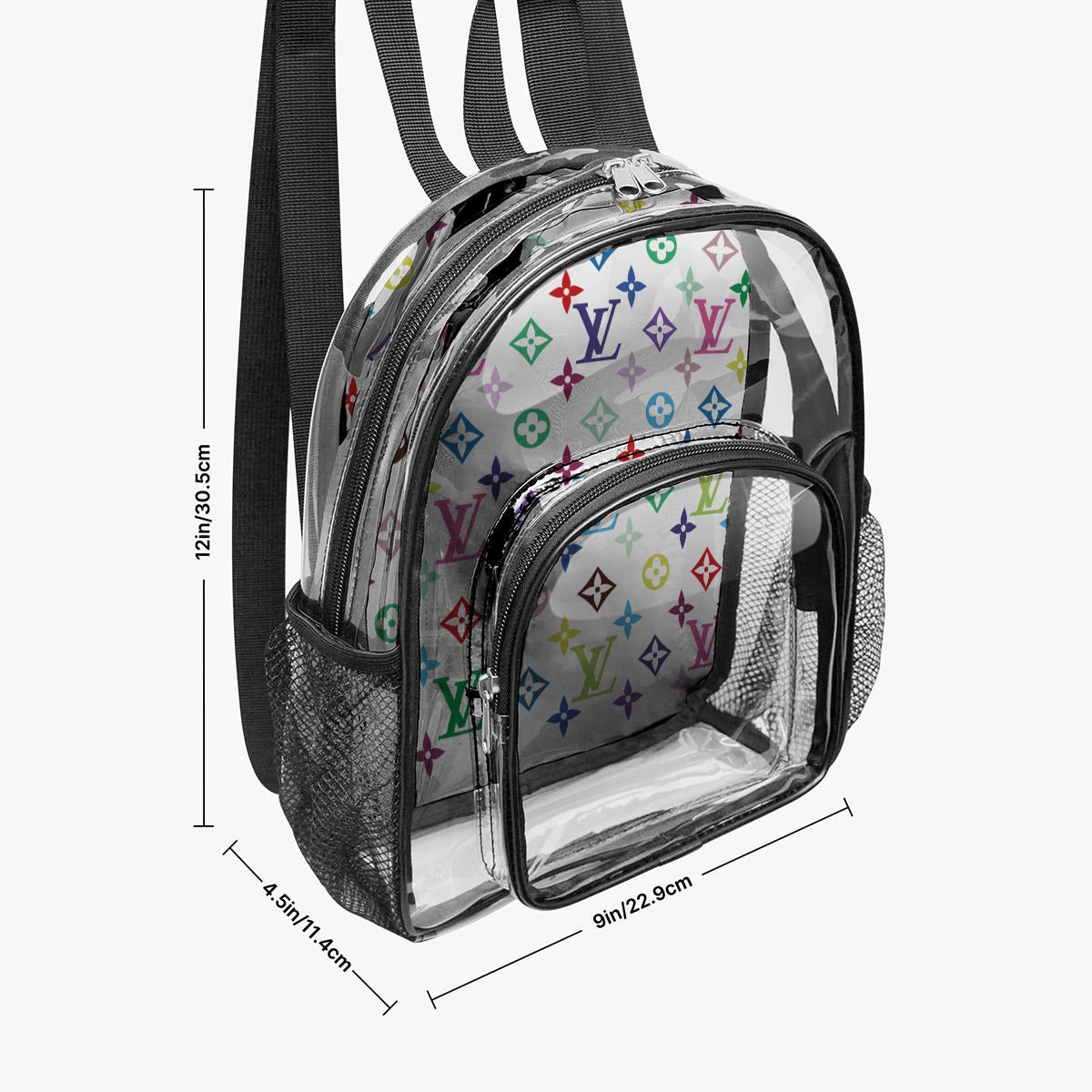 Multicolor Monogram Clear Backpack with Black Trim