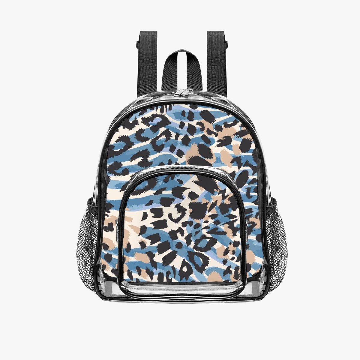 Blue Leopard Print Clear Backpack