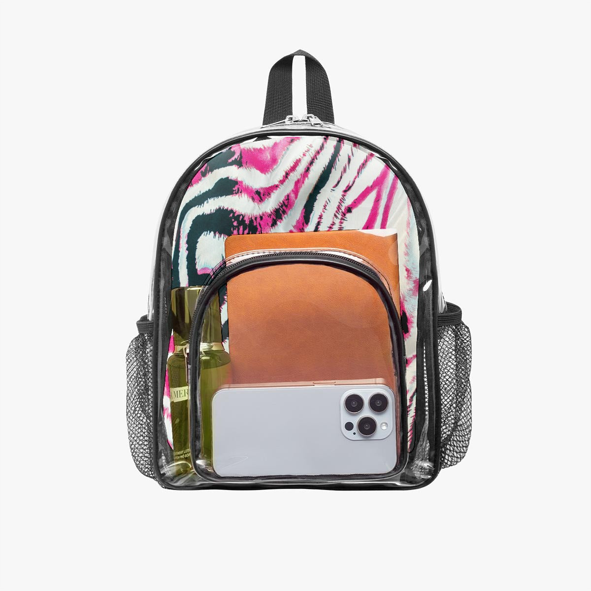 Wild Pink Zebra Clear Backpack