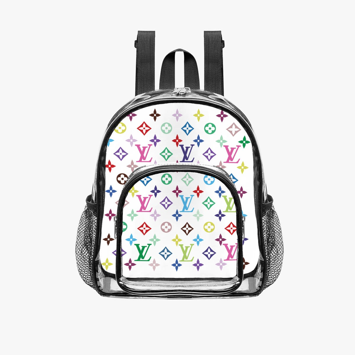 Multicolor Monogram Clear Backpack with Black Trim