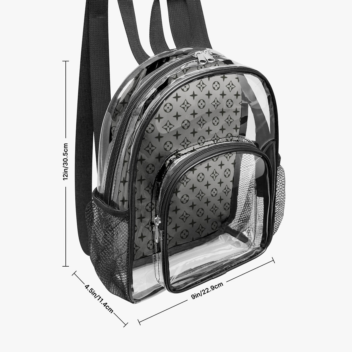Black Floral & Star Print Clear Backpack
