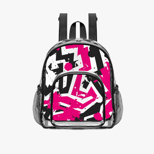 Pink Graffiti Clear Backpack – Black & White
