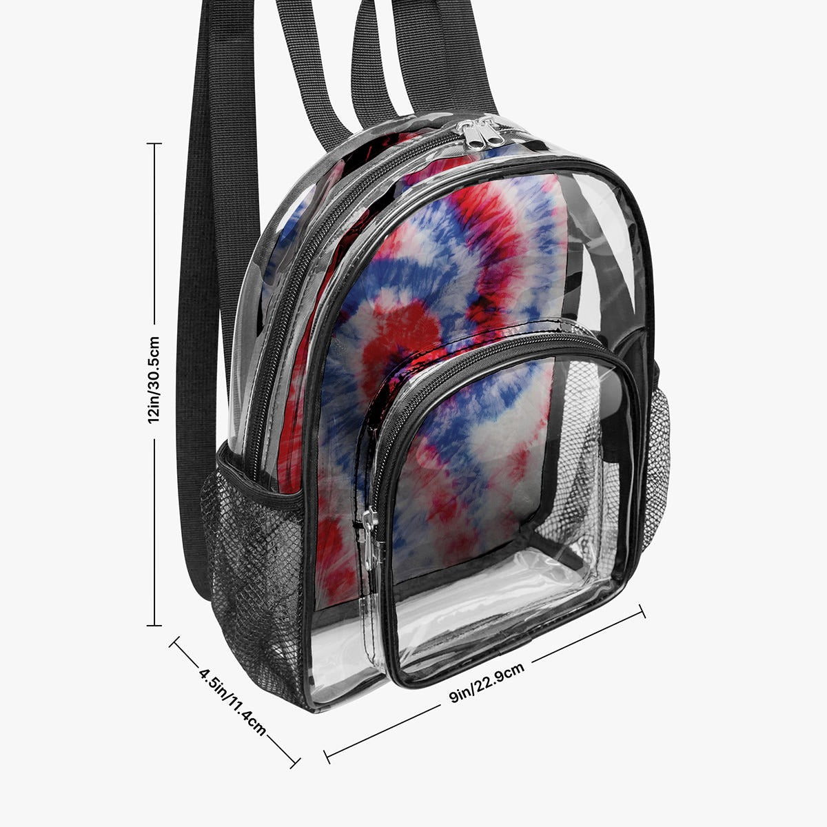 Red, White & Blue Spiral Tie-Dye Clear Backpack