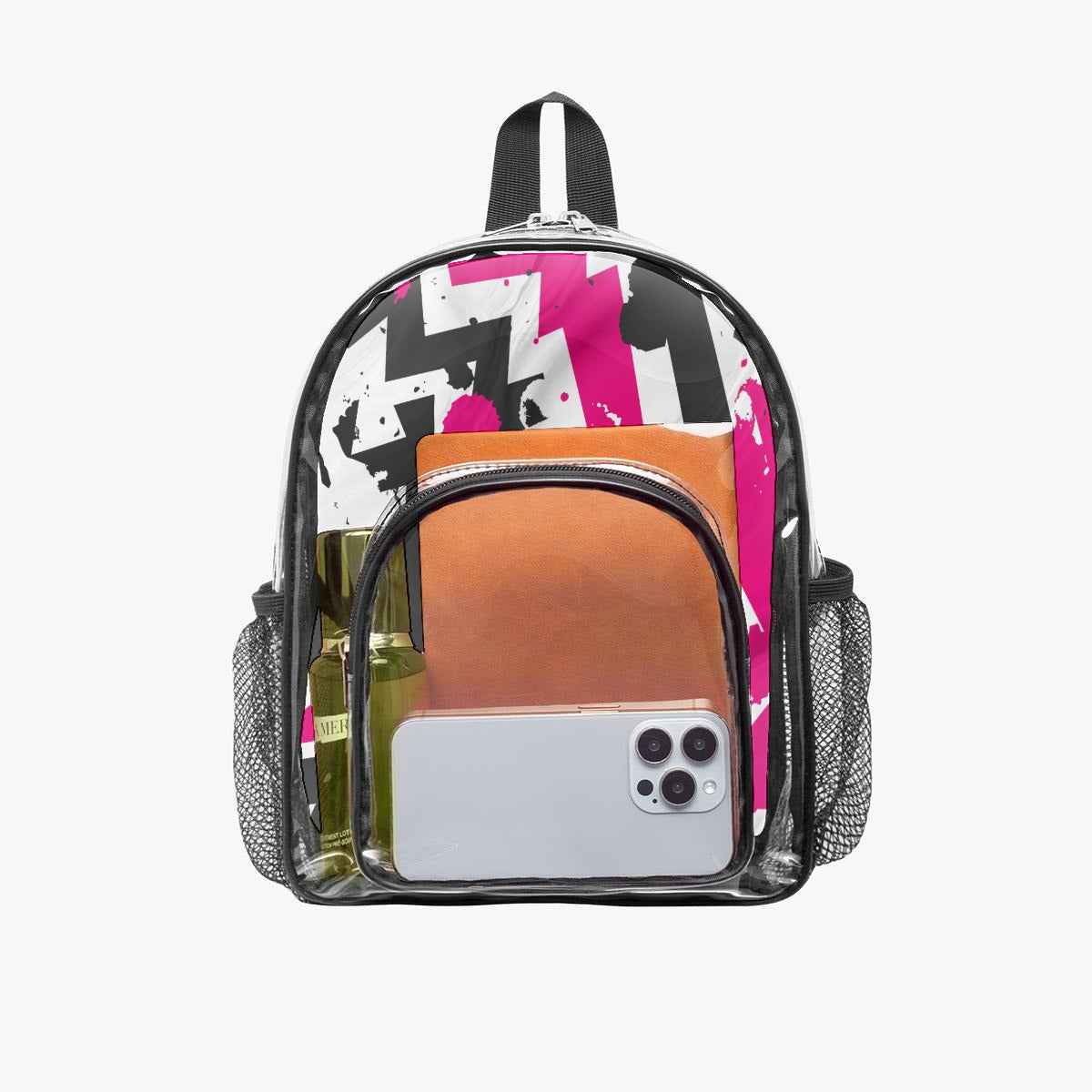 Pink Graffiti Clear Backpack – Black & White
