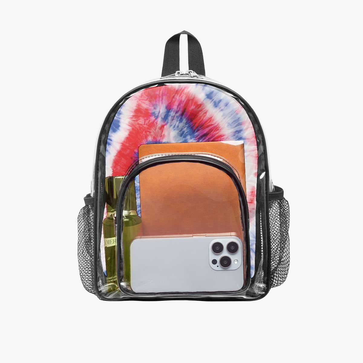 Red, White & Blue Spiral Tie-Dye Clear Backpack