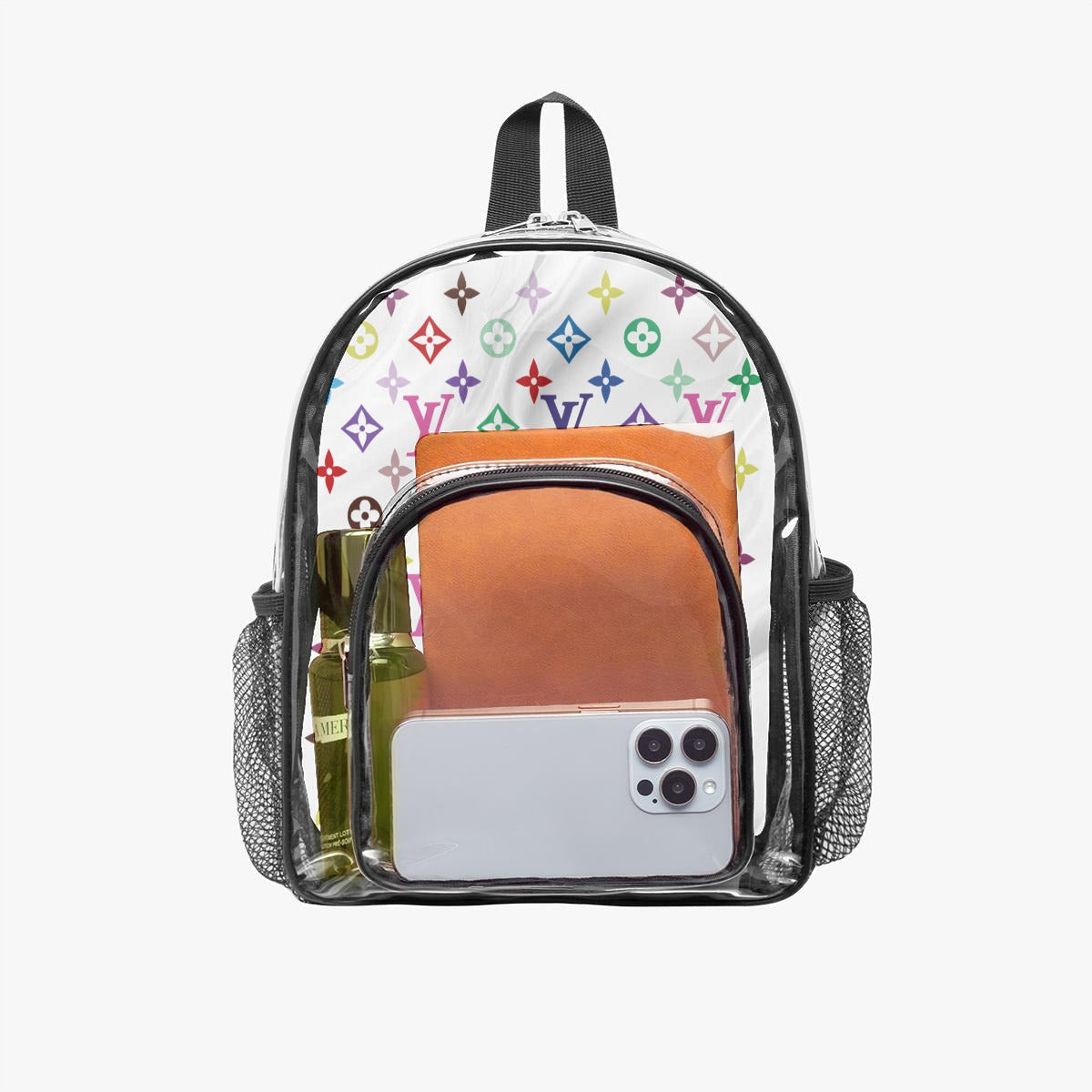 Multicolor Monogram Clear Backpack with Black Trim