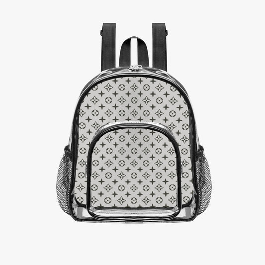Black Floral & Star Print Clear Backpack