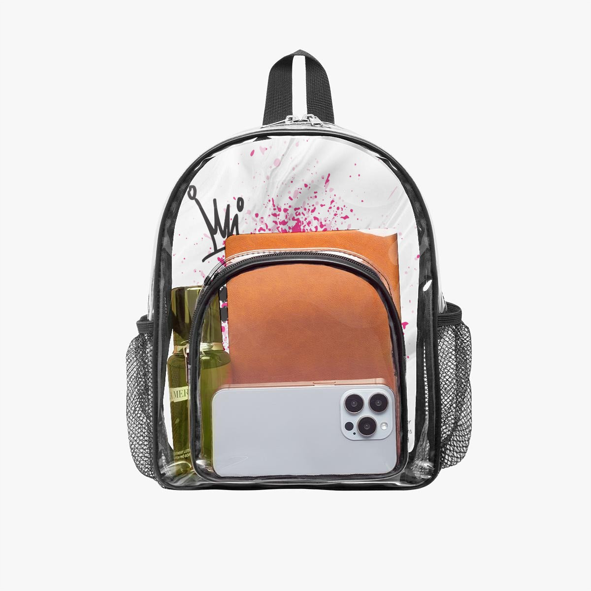 Urban Graffiti Clear Backpack – Pink & Black