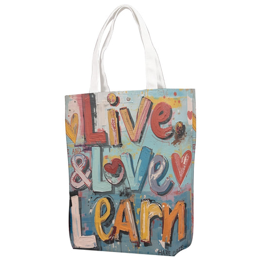 Live, Love & Learn Water Color Canvas Bag With Shoulder Strap