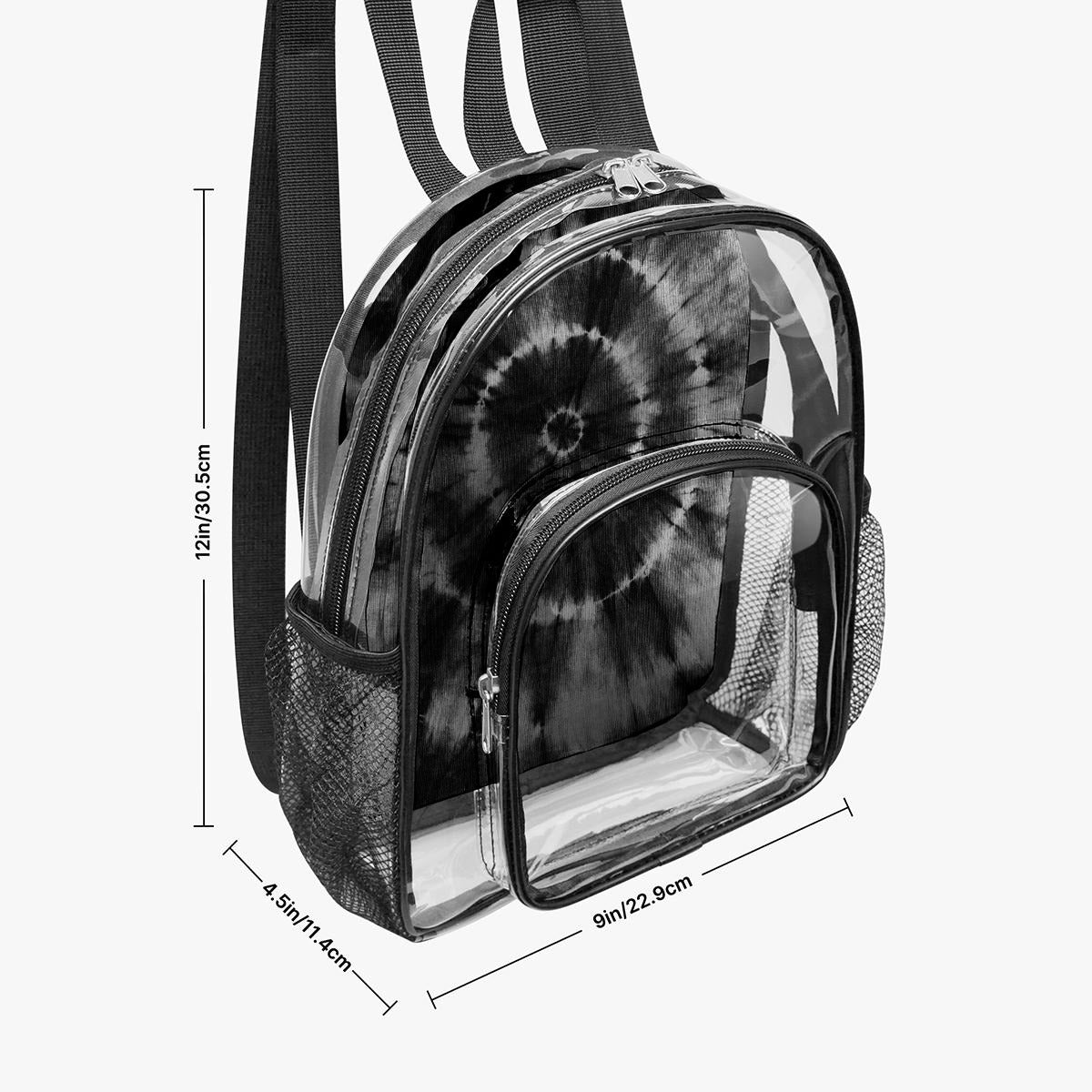 Black Spiral Tie-Dye Clear Backpack
