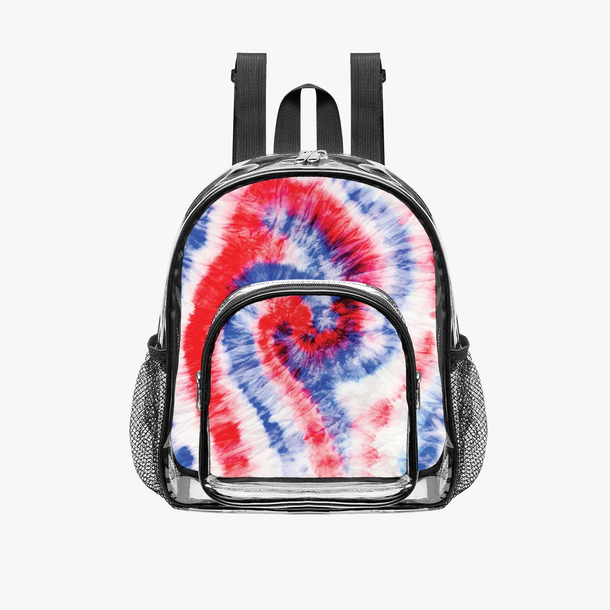 Red, White & Blue Spiral Tie-Dye Clear Backpack