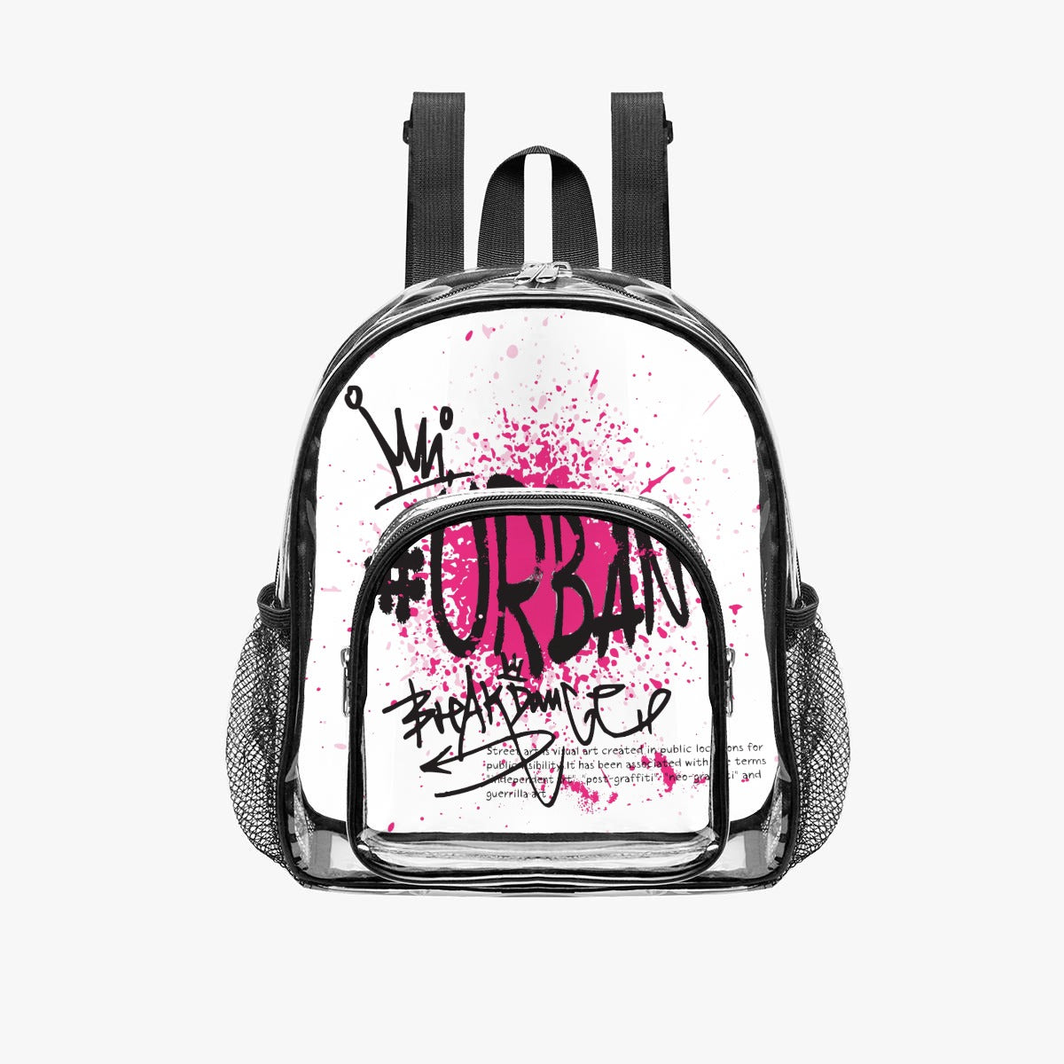 Urban Graffiti Clear Backpack – Pink & Black
