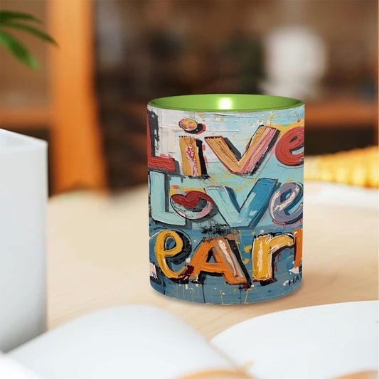 Live Love and Learn 11oz Double Color Mug Printed in USA