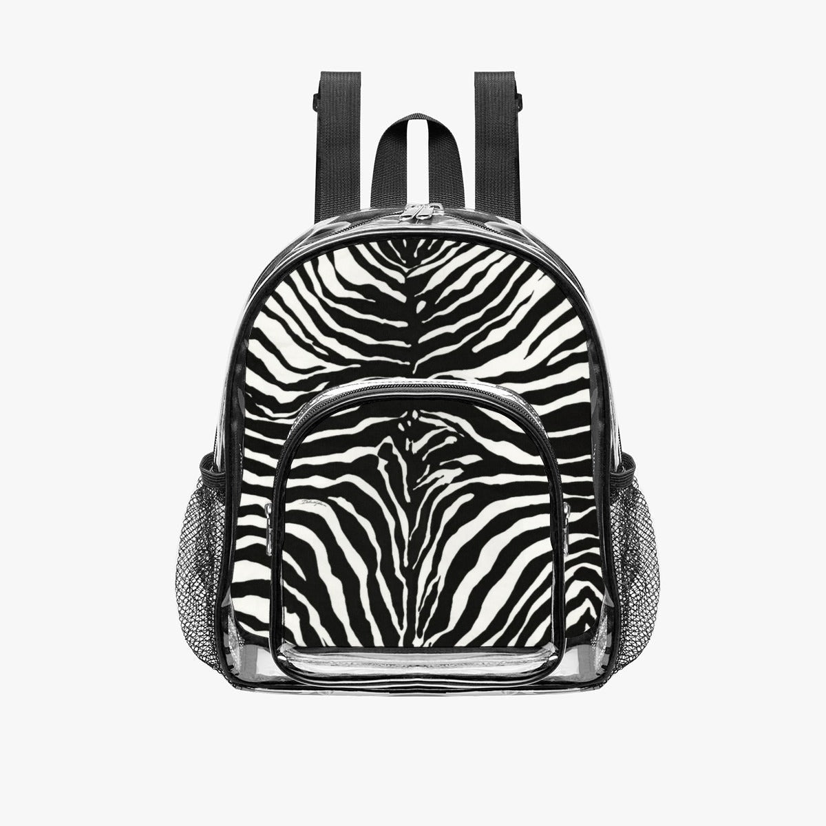 Zebra Print Clear Backpack with Black Trim