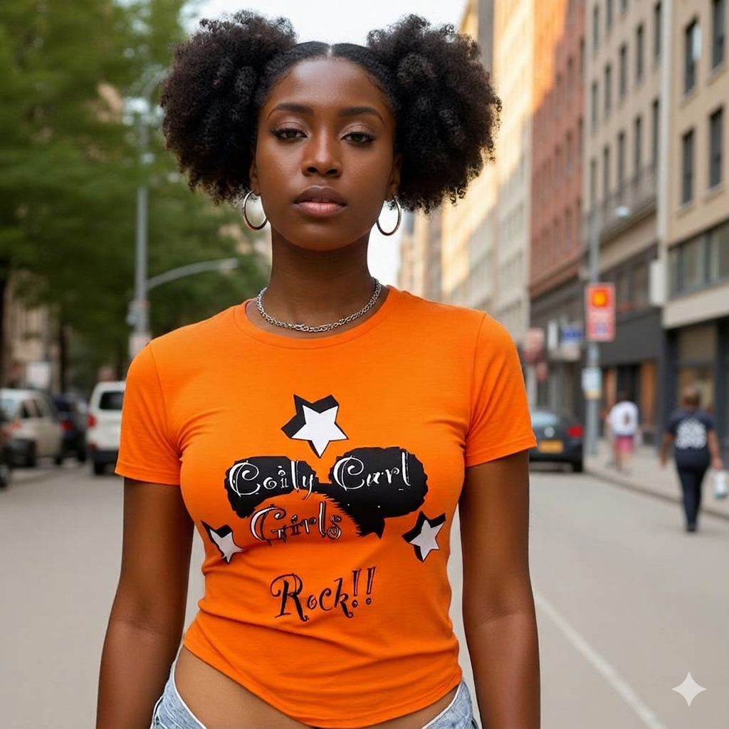 Coily Curls Rock Orange Women's Slim-Fit T-shirt